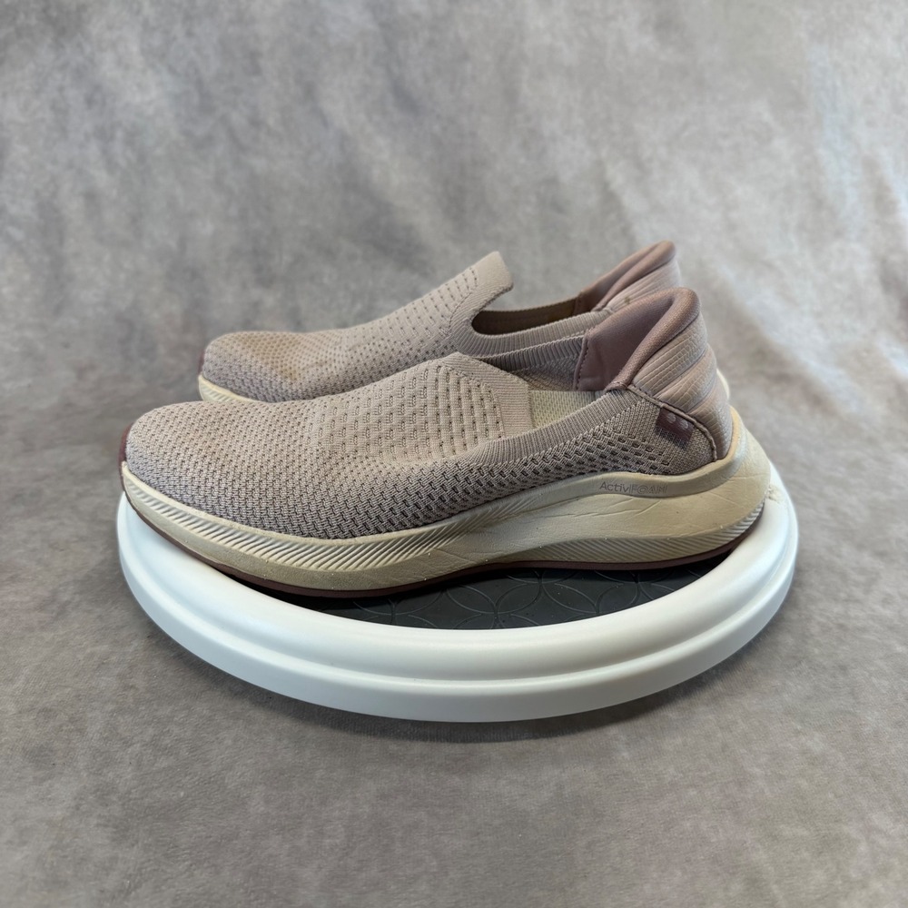 Ryka ActivFOAM Slip On Walking Shoes Womens 6.5M Mauve Tan Knit Sneakers